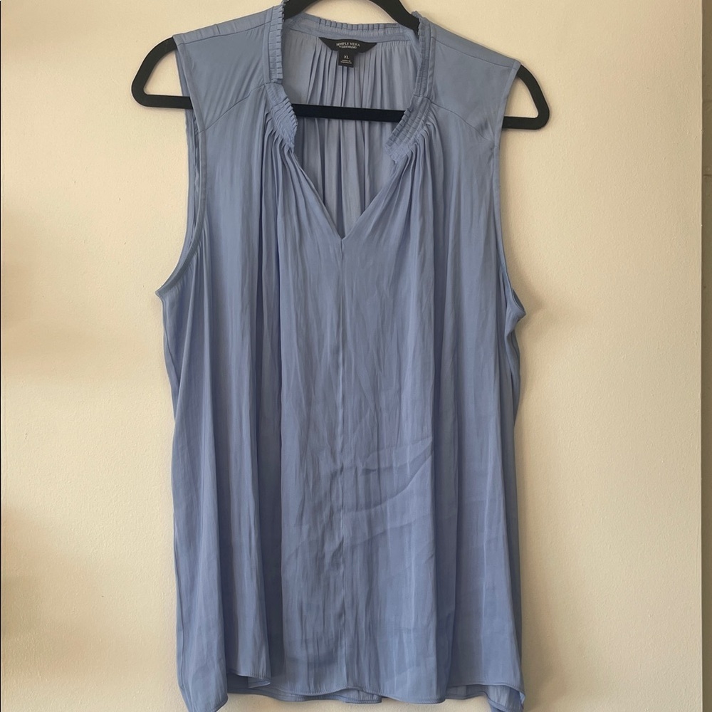 Simply Vera|Light Blue Pleated Sleeveless Flowy Chic Blouse|XL|EUC - Picture 5 of 8